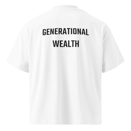 Box Tee Oversized high neck White t-shirt "Gen Wealth"