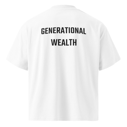 Box Tee Oversized high neck White t-shirt "Gen Wealth"