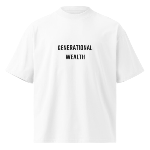 Box Tee Oversized high neck White t-shirt "Gen Wealth"