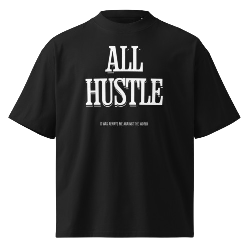 Oversized thick neck black t-shirt ALL HUSTLE