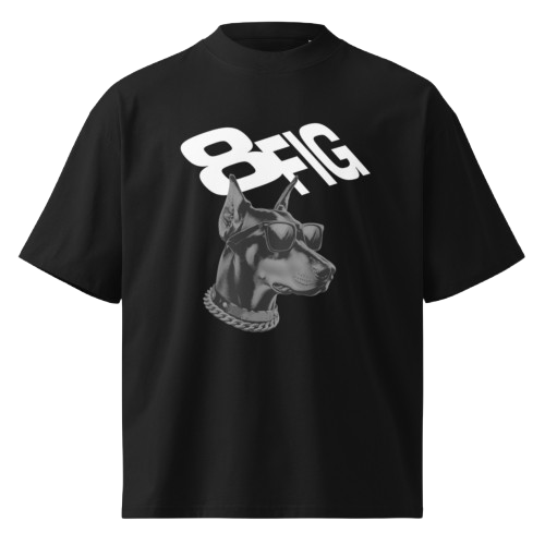 Oversized high neck t-shirt Unisex organic Box T "8Fig" Black Tee
